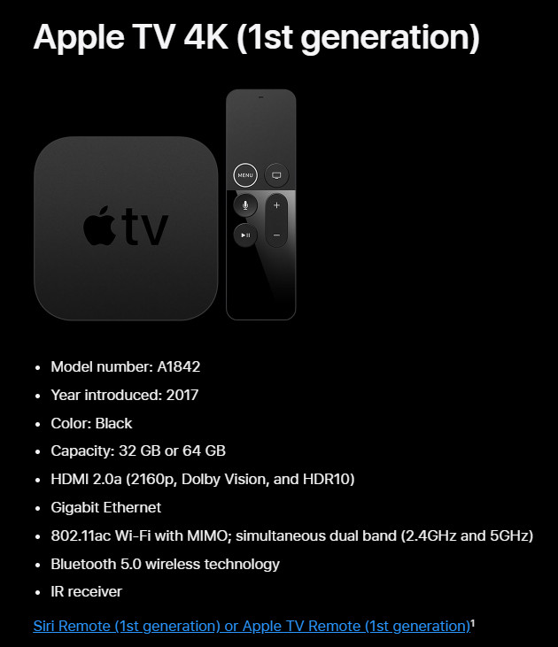 Apple TV (4th Generation) A1842 32GB 4K Media Streamer MP7P2LL/A