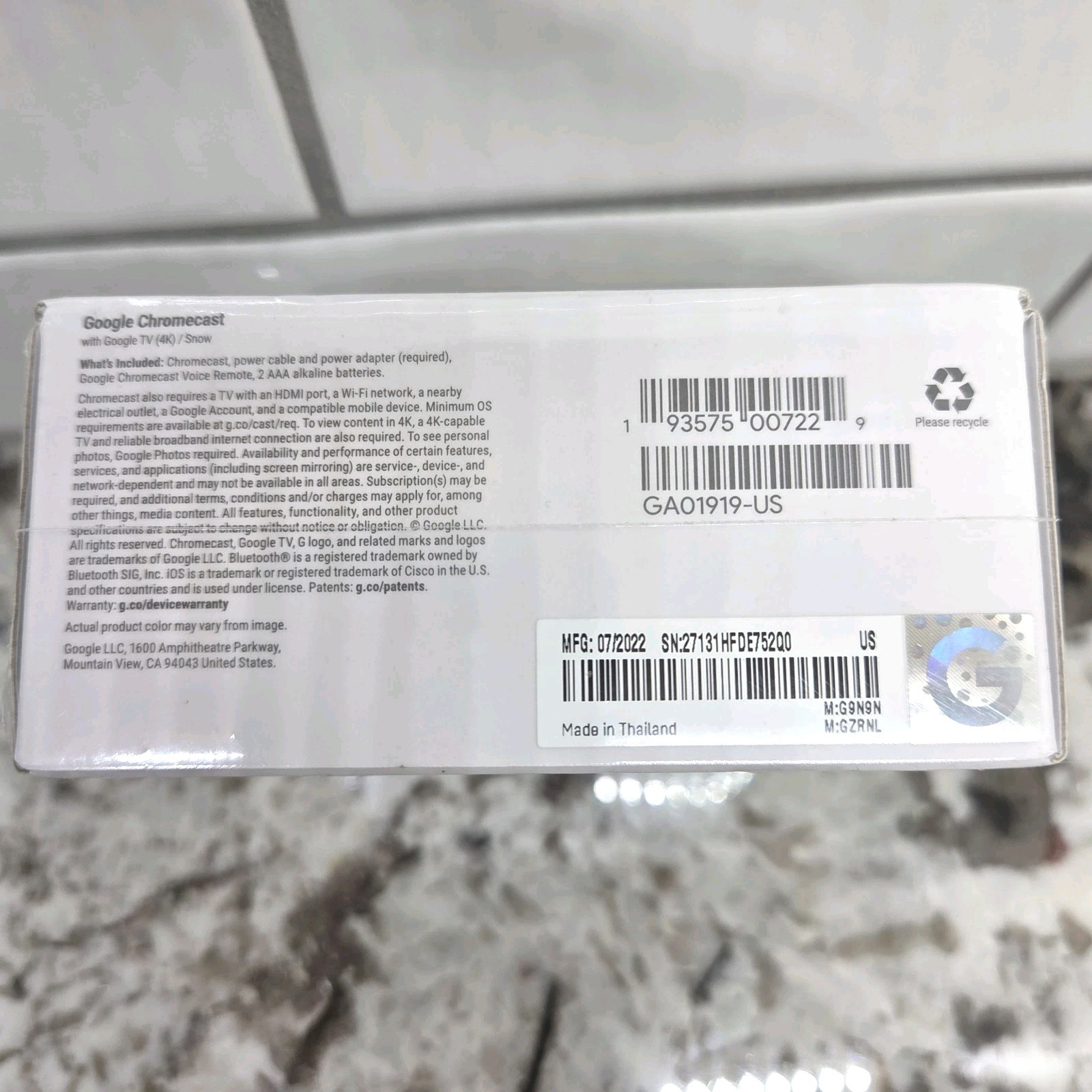 Google Chromecast with Google TV 4K UHD Media Streamer – Snow – NEW SEALED
