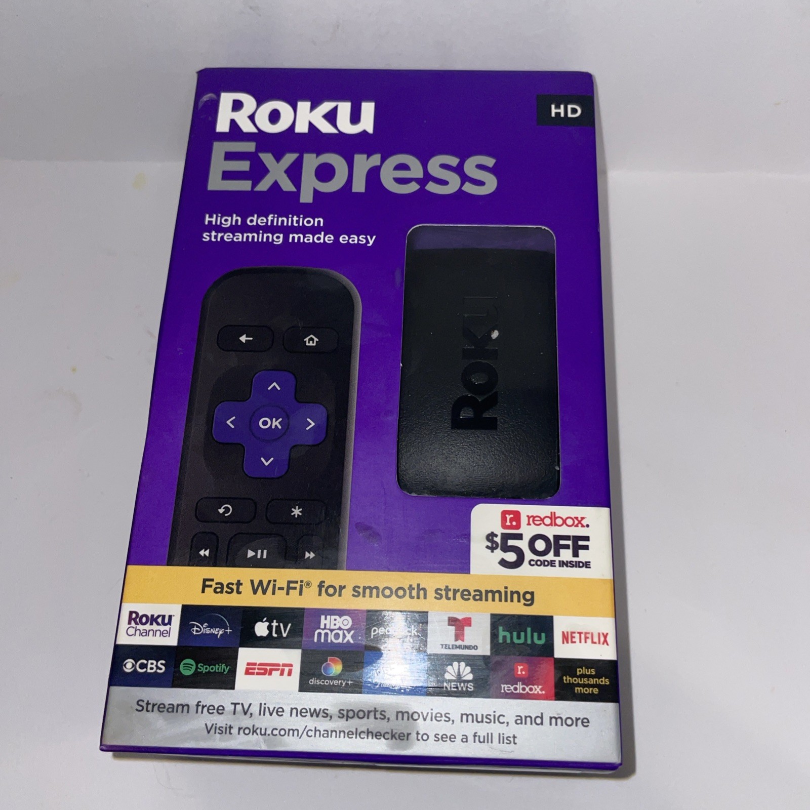 Roku Express HD Streaming Media Player HDMI Cable Remote 3930R SEALED New