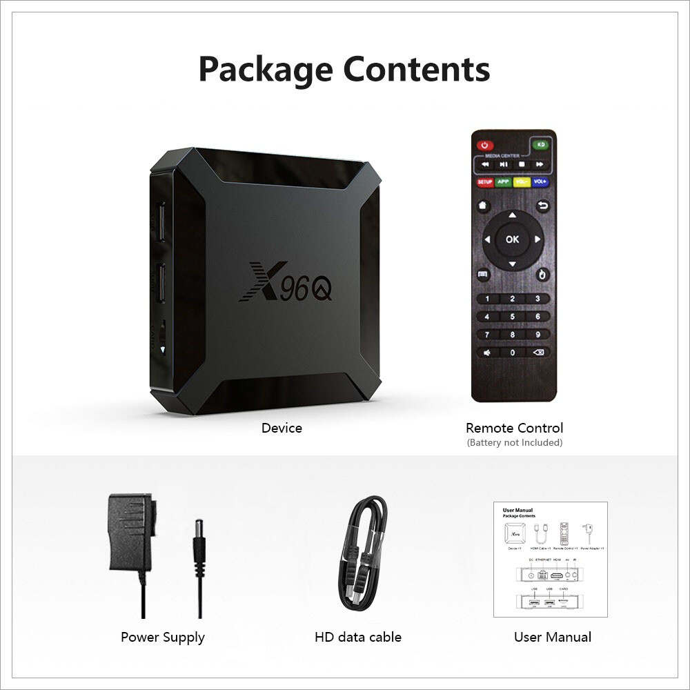 [US Plug] 2+16GB X96Q TV Box H313 Quad Core Android 10.0 4K WIFI Media Player