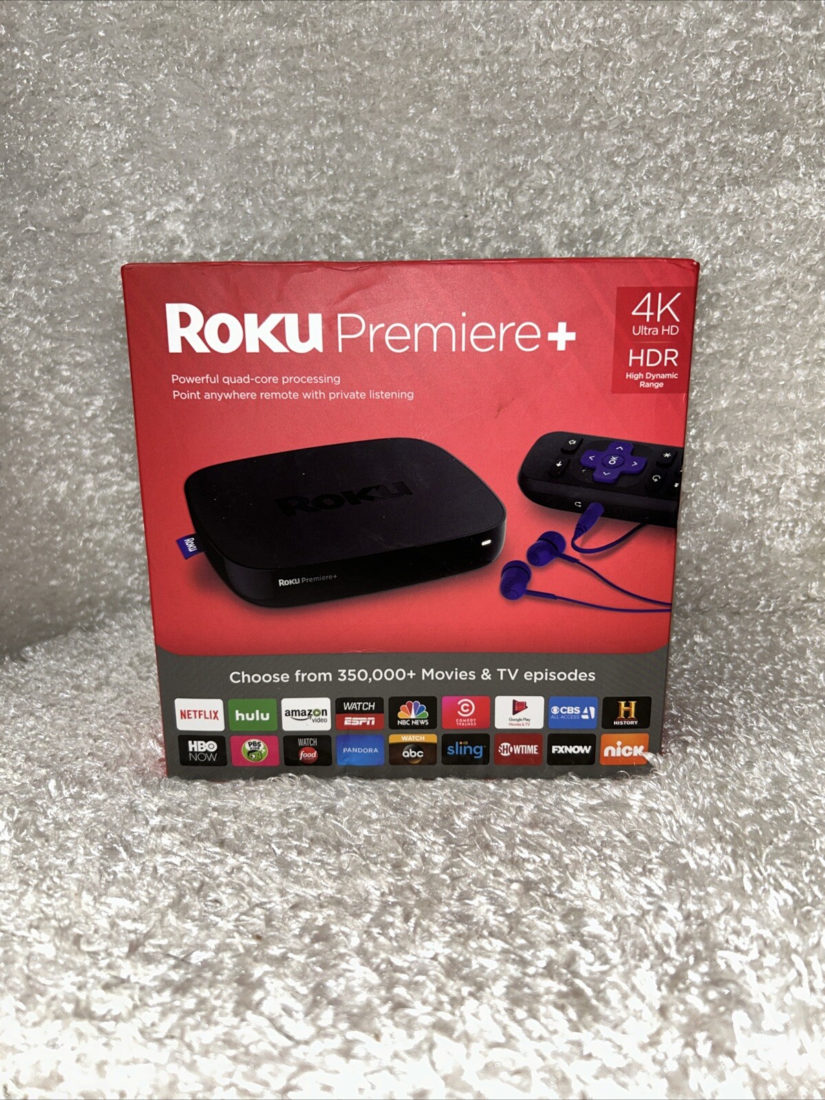 Roku Premiere+ Wi-Fi 4K UHD HDR Upconverting Media Streamer / HDMI Cable, Bundle