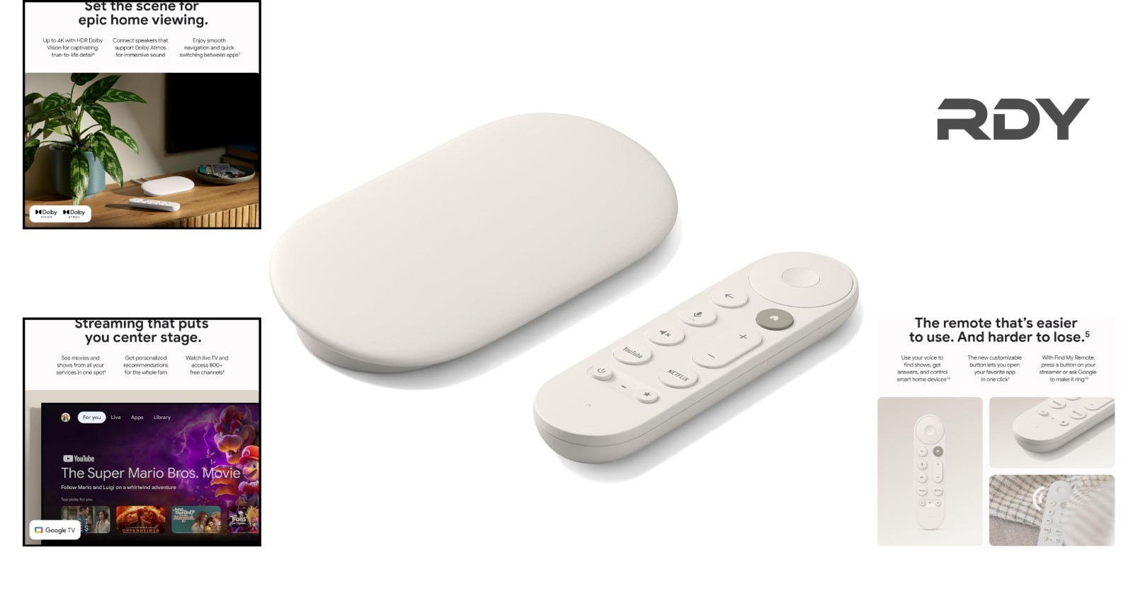 Compact 4K Smart TV Streaming Box with Voice Control & Immersive Dolby Vision