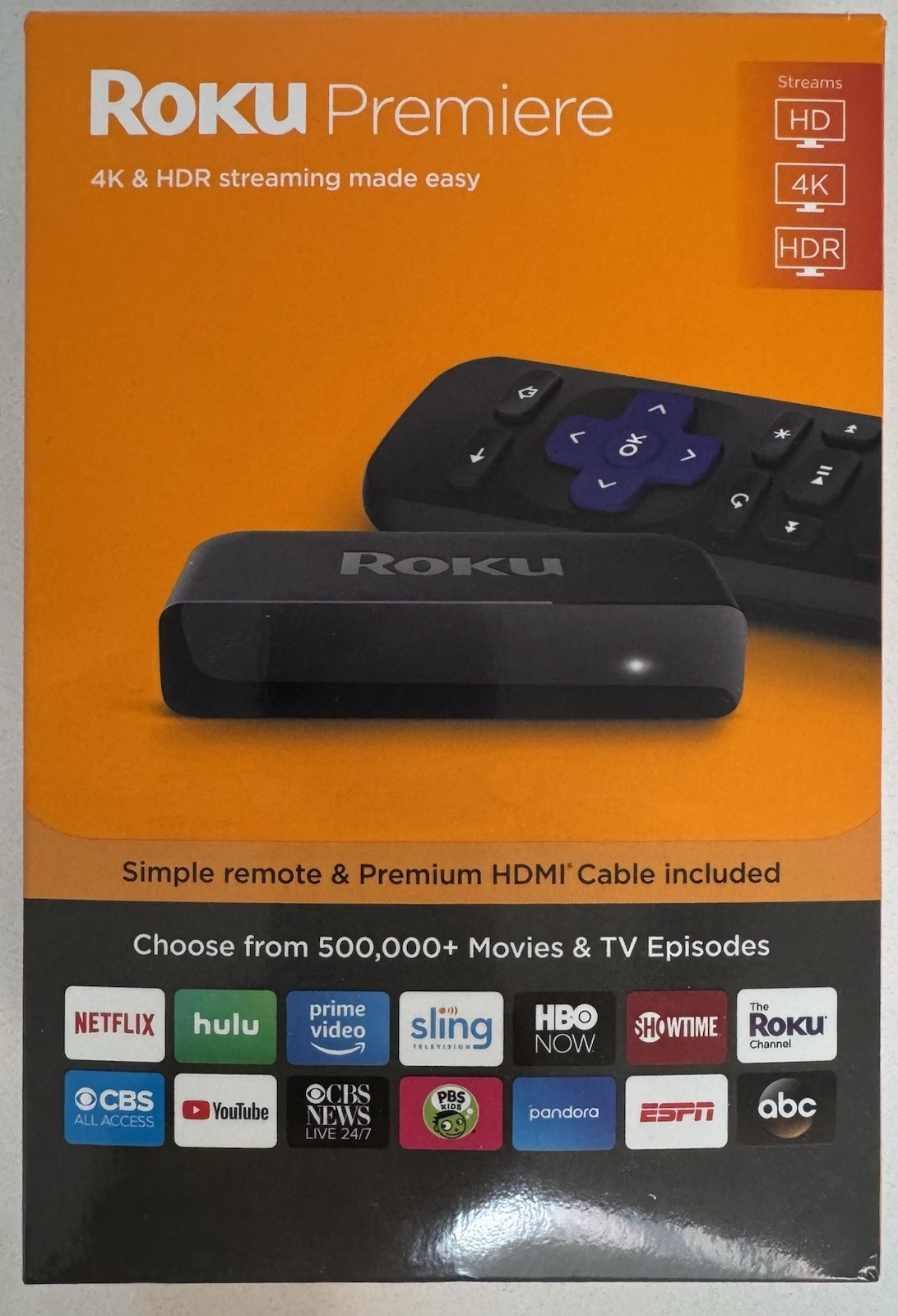 Roku Premiere 4K HDR Streaming Player HD WiFi HDMI 1080p Remote- Works great