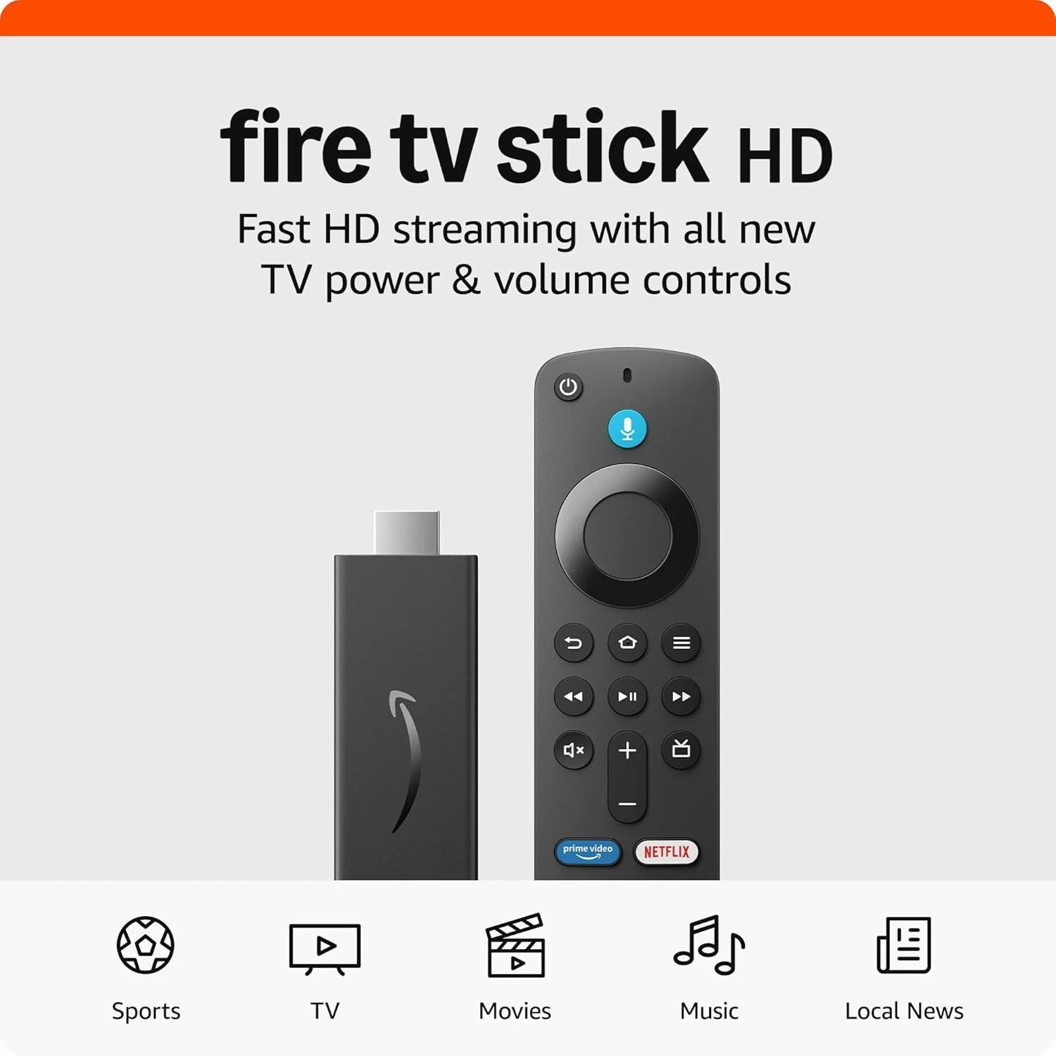 Amazon Fire TV Stick HD (newest model), free and live TV, Alexa Voice Remote, sm