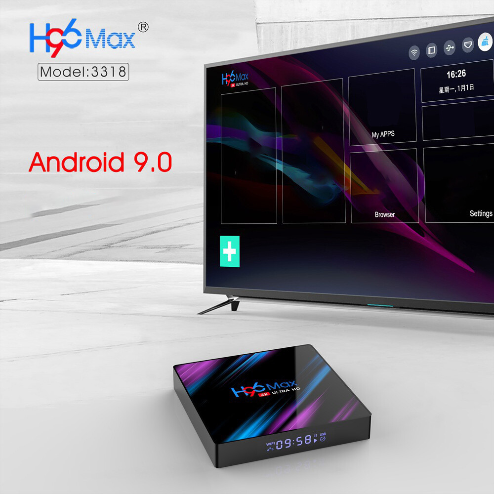 H96 Max Smart TV BOX Android 9.0 64 Bit Quad Core 4K Ultra HD WiFi Media Player
