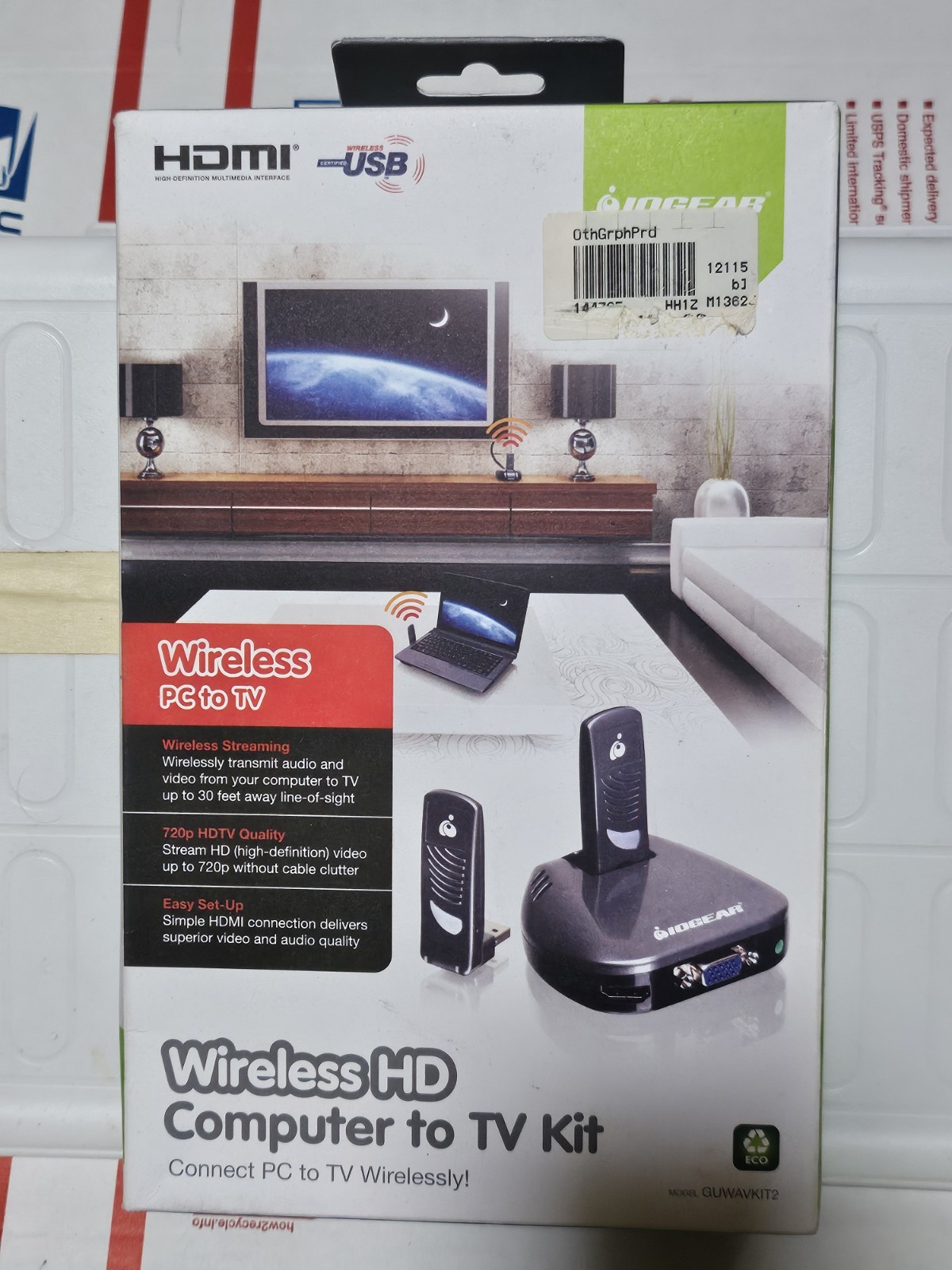 IOGEAR Wireless HDMI TV Connection Kit PC to TV GUWAVKIT2 NEW NIB Microsoft HD