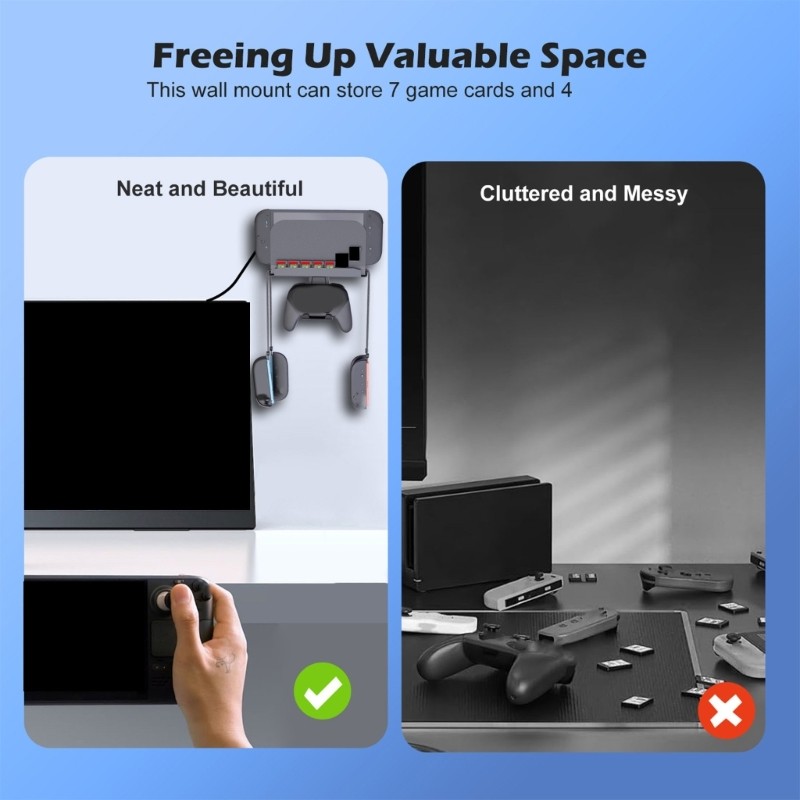 Space Saving Gaming Suitable Wall Mount Solution for NS2 Remotes and Media Cards