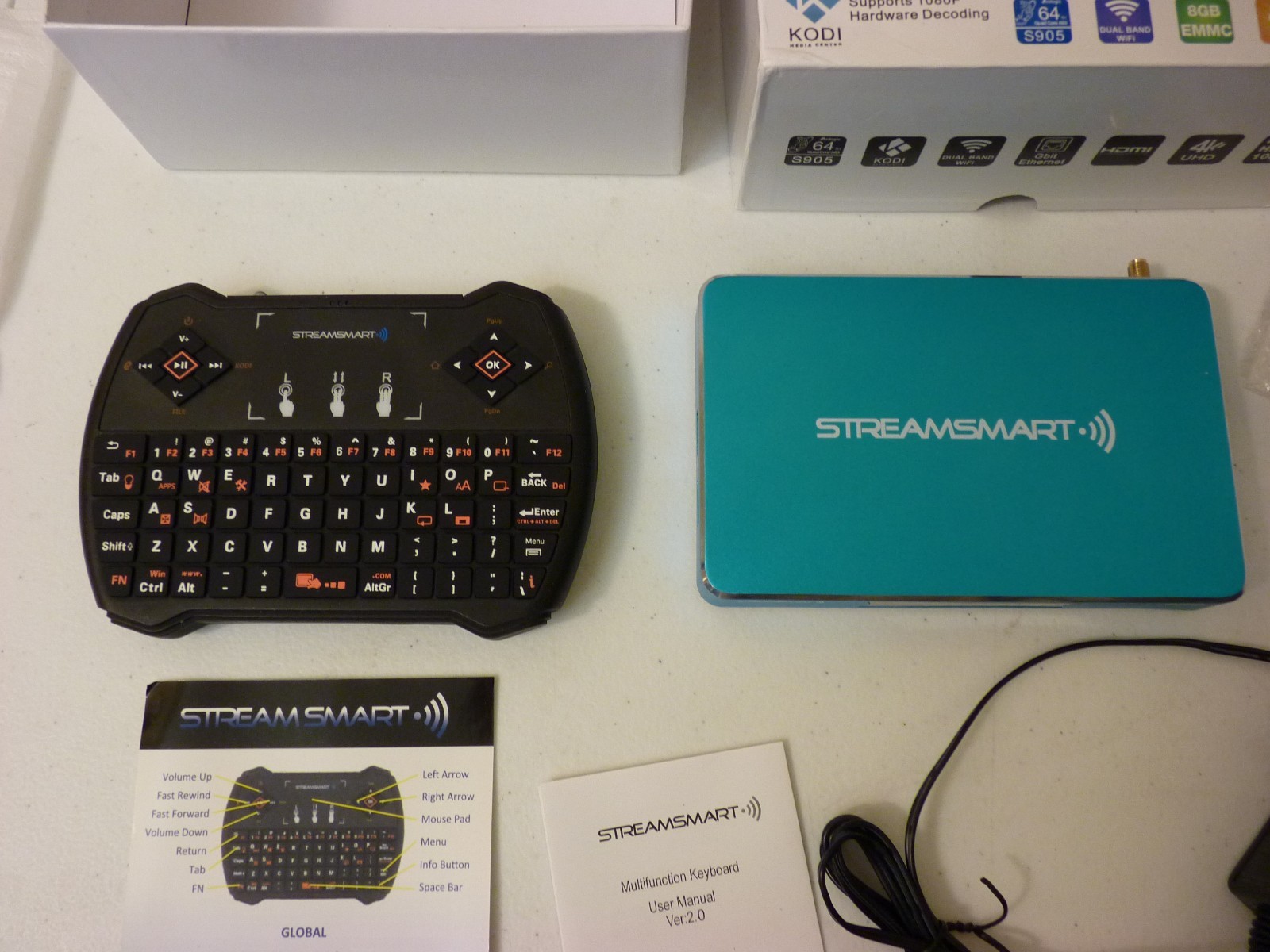 StreamSmart Pro 4K Android TV Box Media Player with keyboard