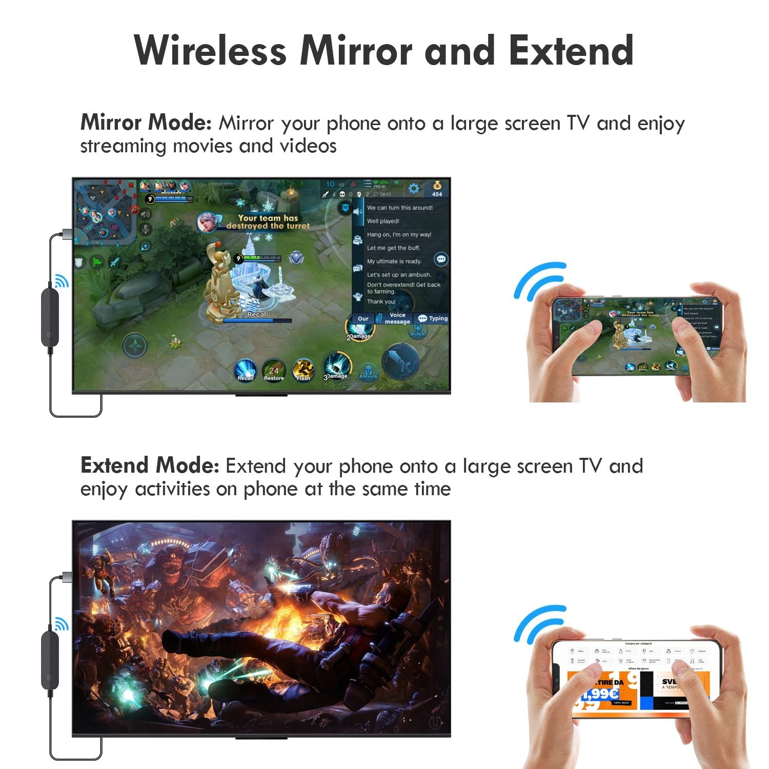 4K 1080P Wireless HDMI Display Adapter, WiFi Streaming Movies, Shows Receiver…