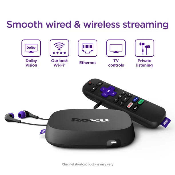 Roku Ultra LT Streaming Device 4K/HDR/Dolby Vision with Roku Voice Remote, Priv