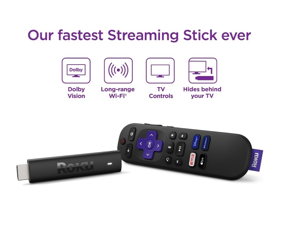 Roku Streaming Stick 4K Device 4K HDR Dolby Vision Voice Remote – 3820RW