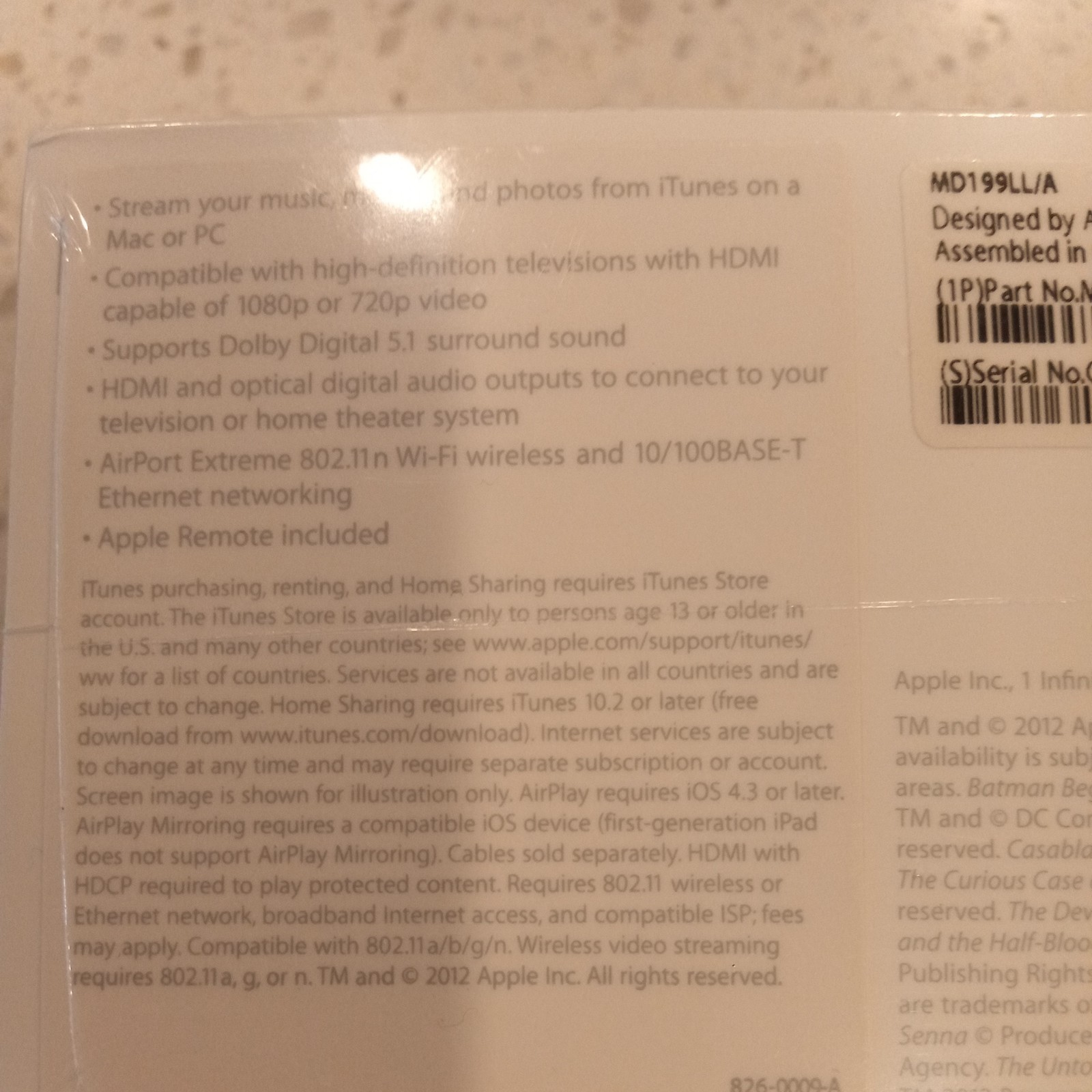 Apple TV 3rd Gen Media Streamer – Black (MD199LL/A) (New in Original Sealed Box)