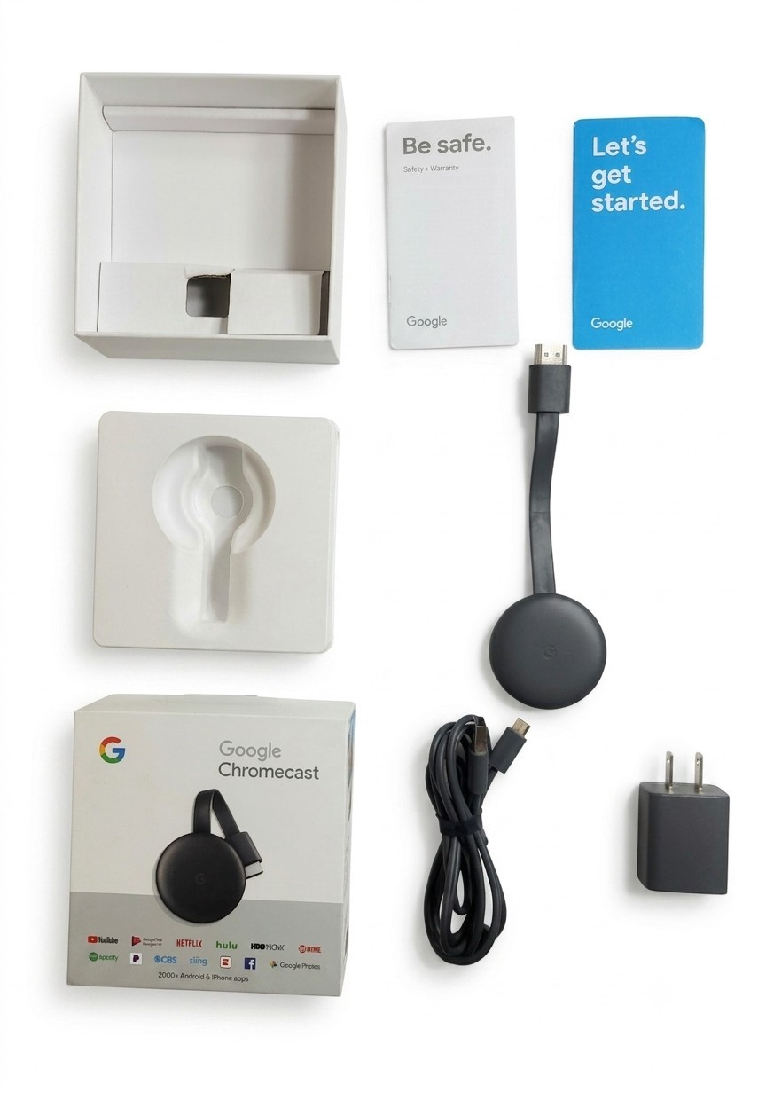 Google Chromecast Media Streaming Device – Black (Model NC2-6A5) – Open Box Mint