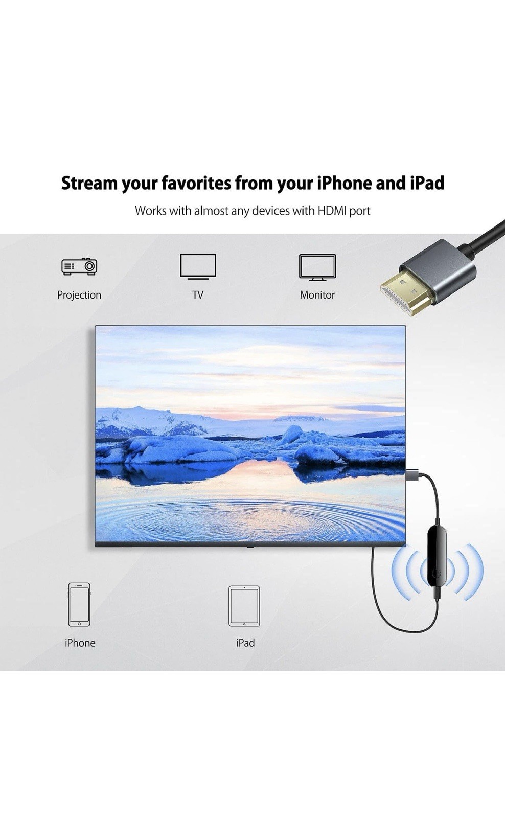 ishare iOS Wireless HDMI Wi-Fi Dongle for iPhone iPad TV Black