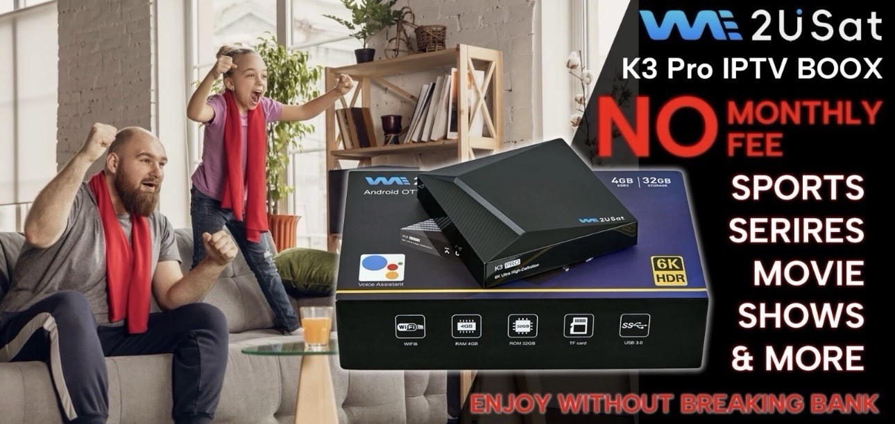 We2USat K3 PRO+ 6K HDR Android TV Box Remote Control 4GB RAM + 32GB Storage