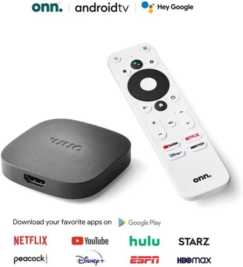 ONN Android TV 4K UHD Streaming Device with Voice Remote Control Google Assistan