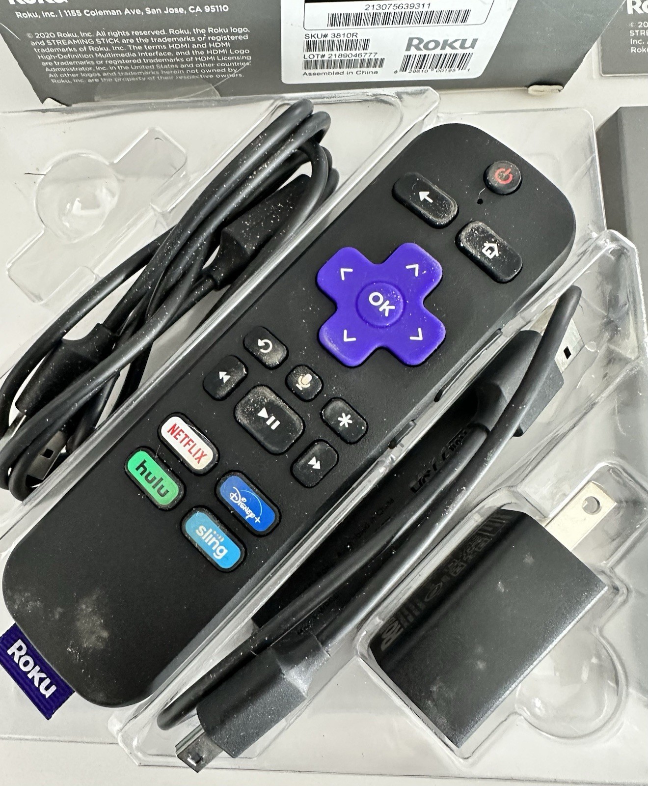 Roku Streaming Stick Plus 3810R – 4K HDR Media Player Voice Remote New Open Box