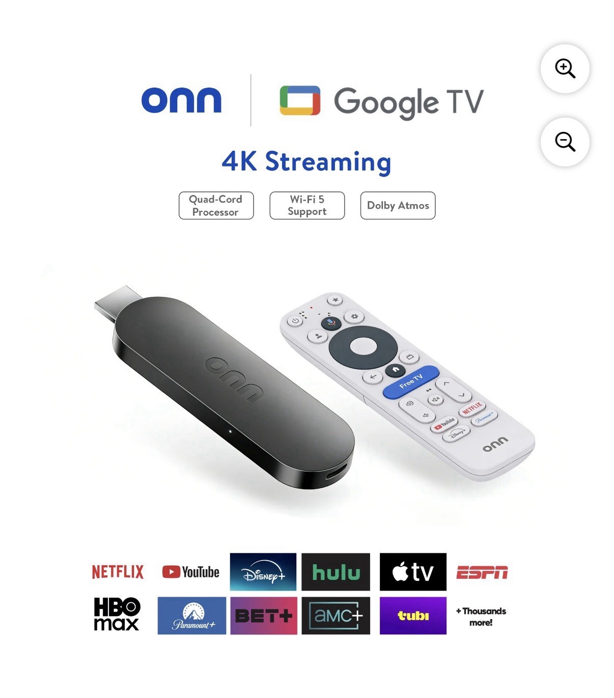 NEW 2026 onn 4K Streaming Device Google TV Gemini 2GB RAM – FAST SHIP