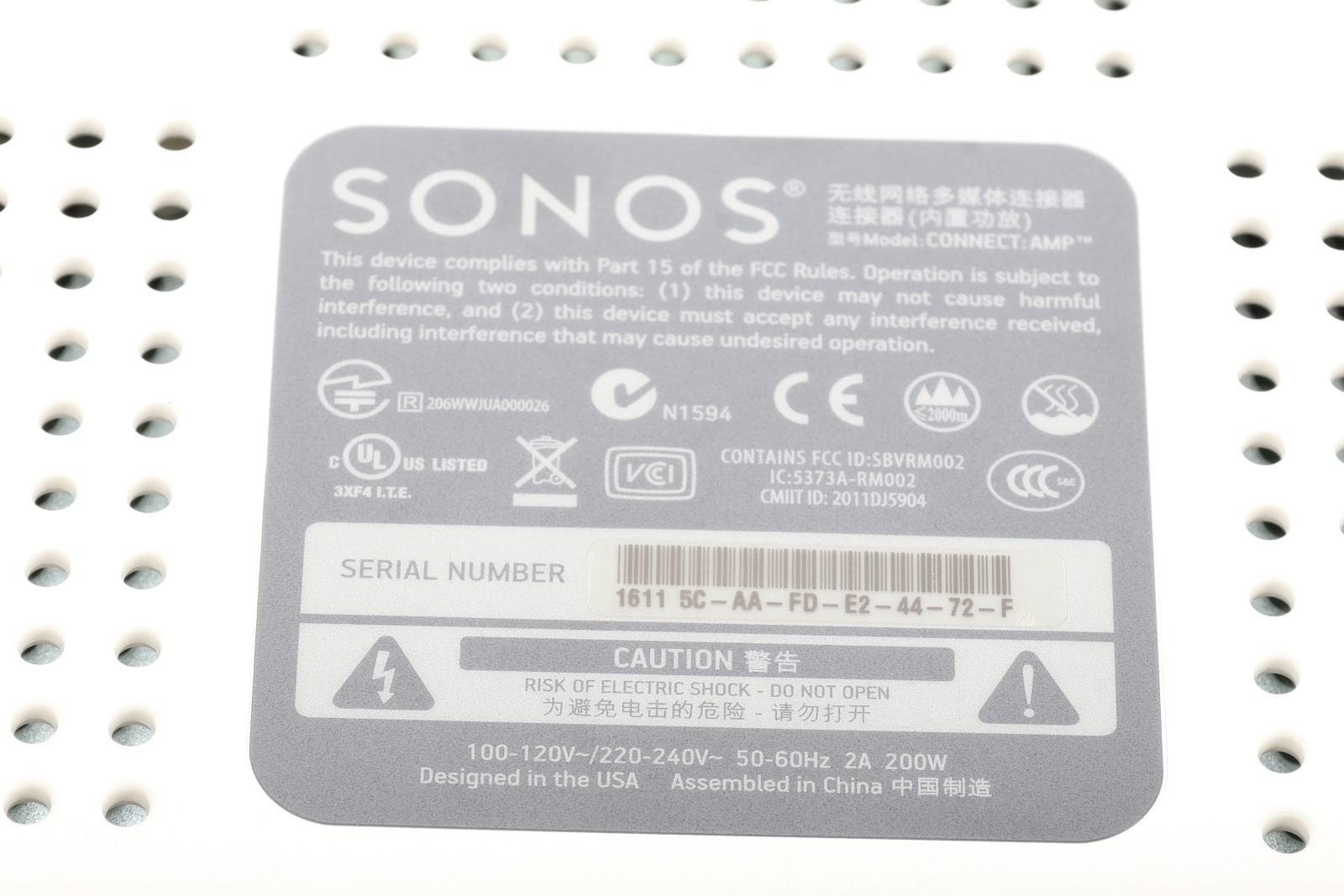 Sonos Connect:Amp Wireless Speaker Amplifier With Power Cable – S2 Compatible