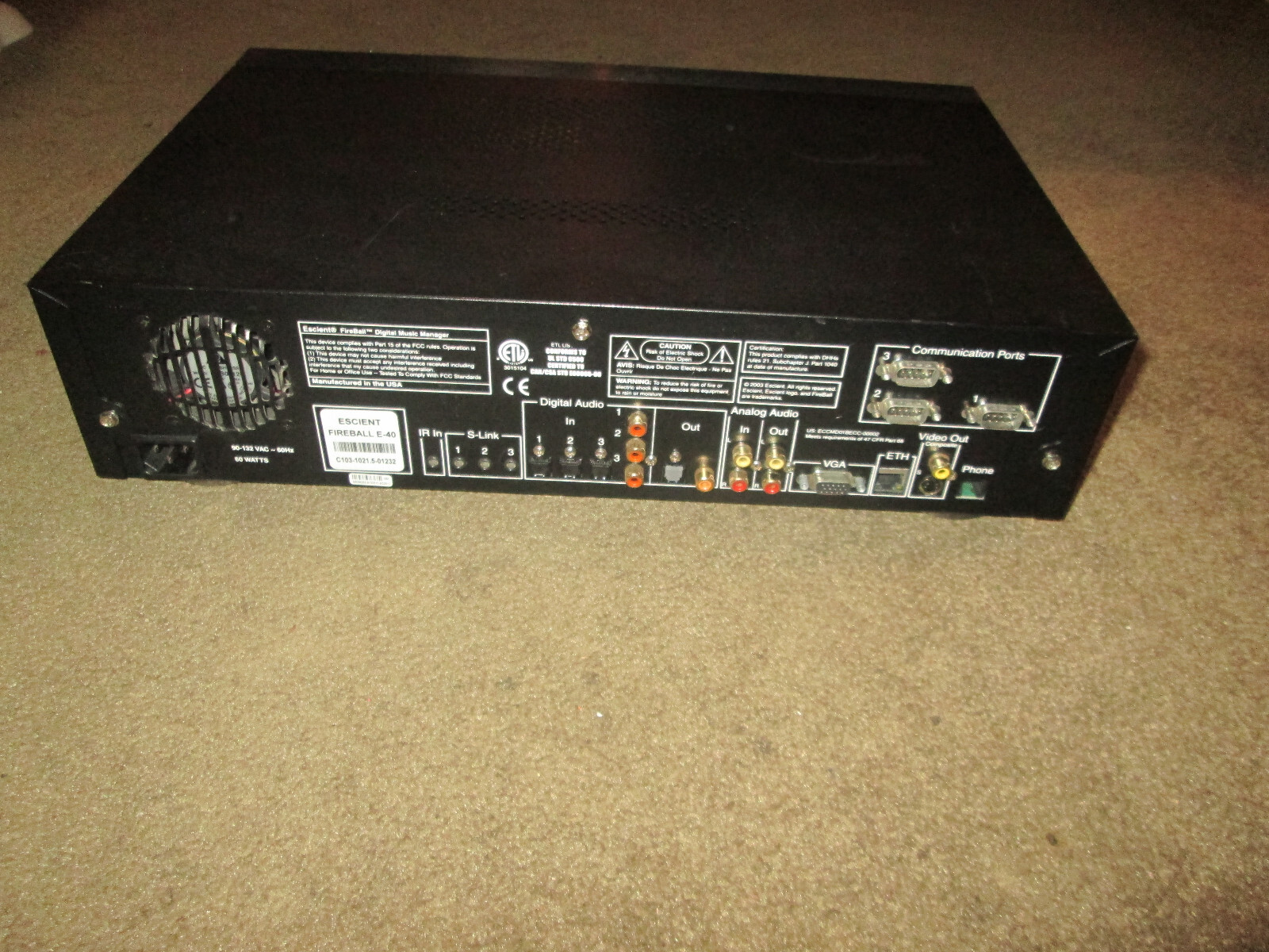 ESCIENT Fireball E-40 Digital Music Manager W/ Remote AS-IS PARTS OR REPAIR