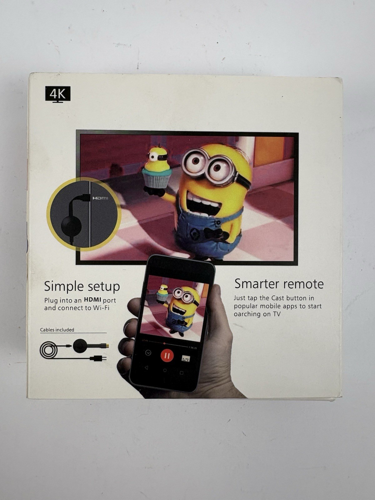 Google Chromecast 4K TV Streaming Device Black Used (no cube)