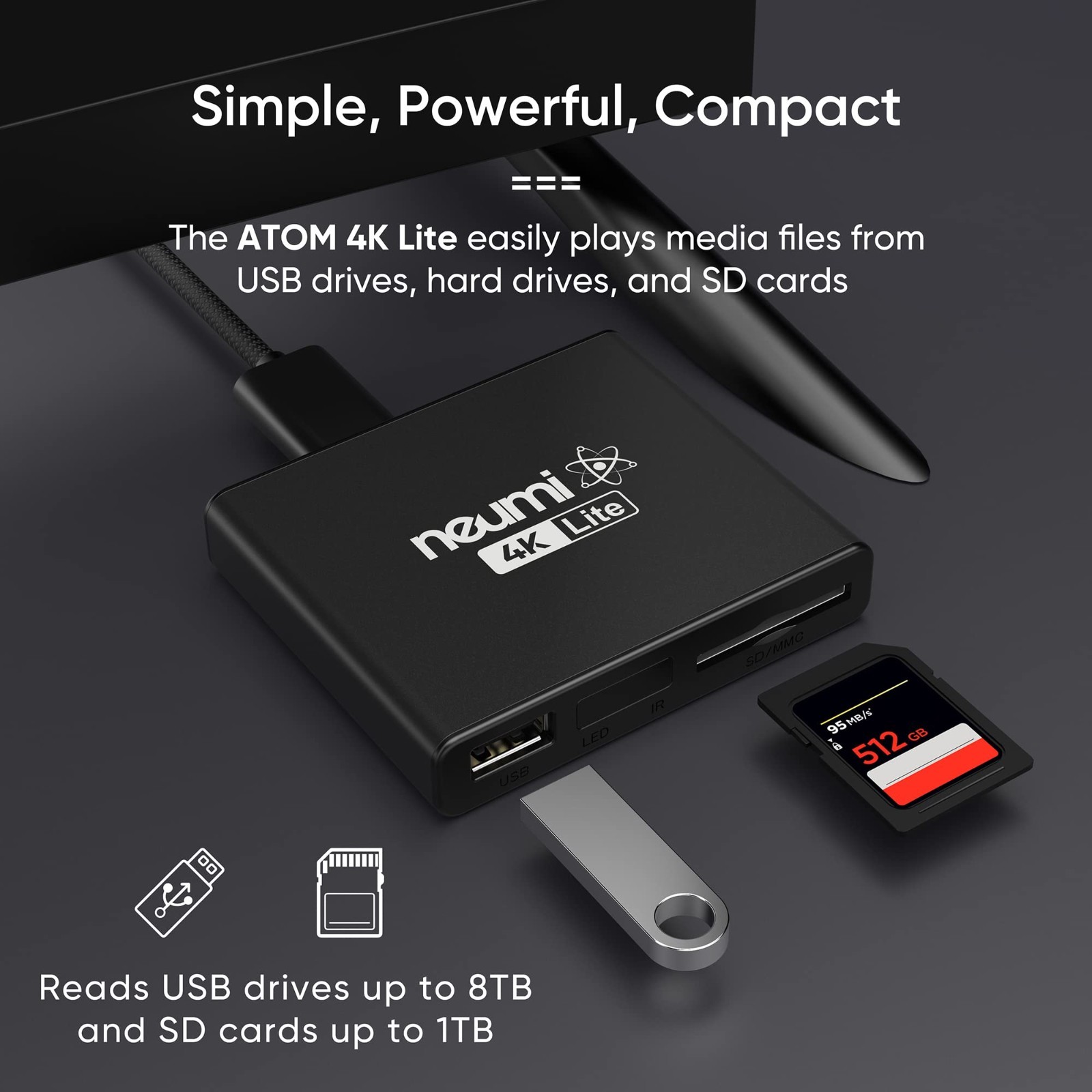 4K Ultra-HD Digital Media Player for USB & SD Cards – HEVC, HDMI, Auto Playback
