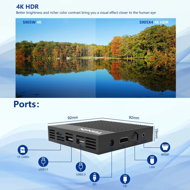 Tanix X4 Android 11 Smart TV Box, Amlogic S905X4 Quad Core, 4GB+32GB, Dual Wifi
