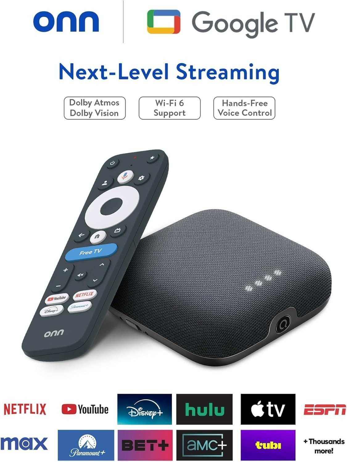 onn 4K Pro Streaming Device, Google TV with Gemini* – Ultra-Fast Streaming,