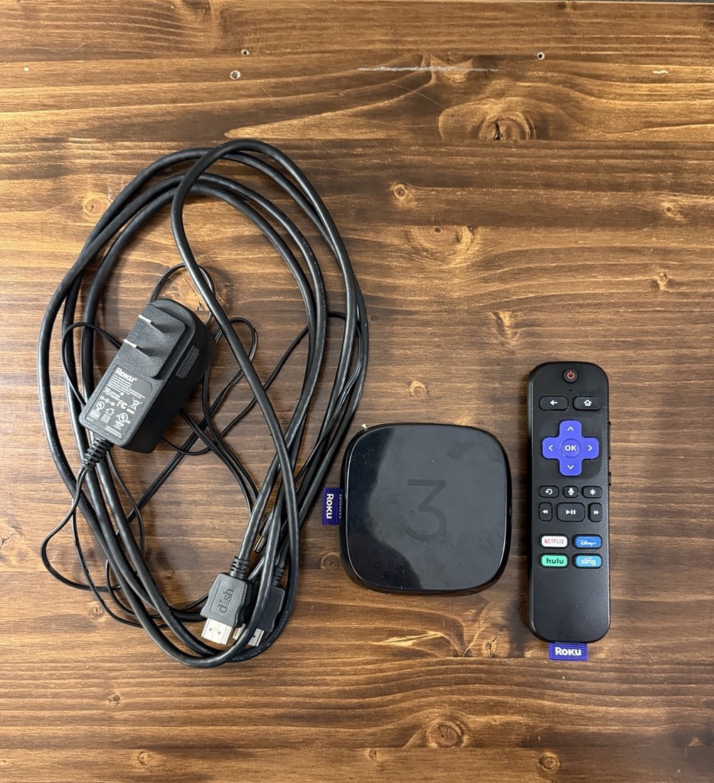 Roku 3 Media Streamer 4200X 3rd Generation, Power Cord & Remote-Tested-WORKS