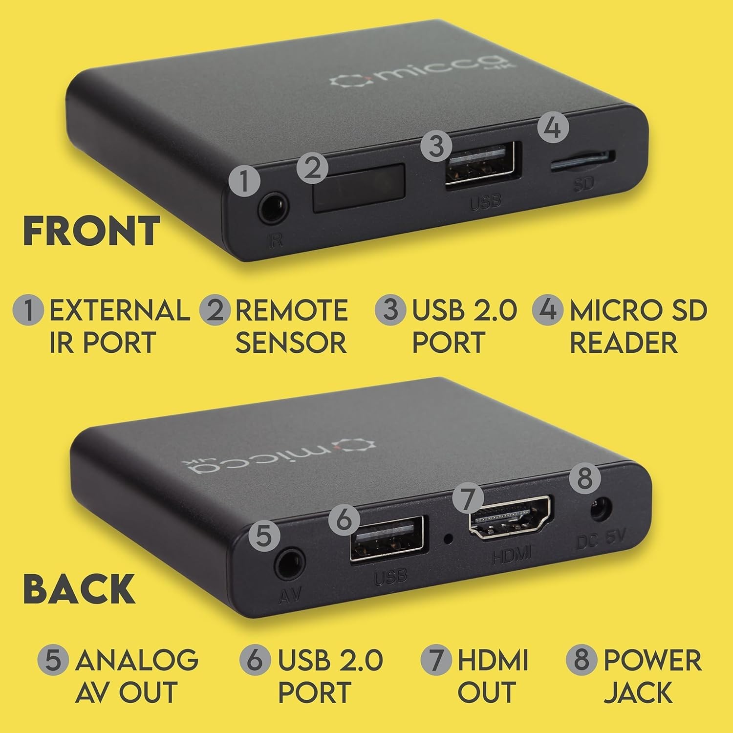 Compact 4K Ultra-HD Media Player H.265 HEVC USB MicroSD Card Player