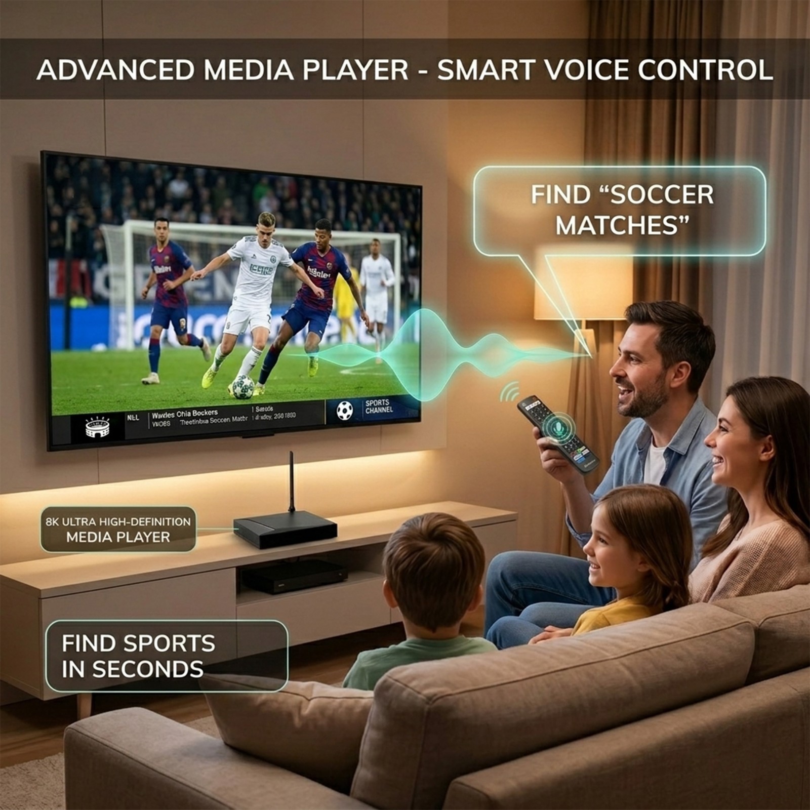 Vseebox V6 Pro Android 14 TV Box with 4GB RAM 32GB ROM & Bluetooth Voice Remote