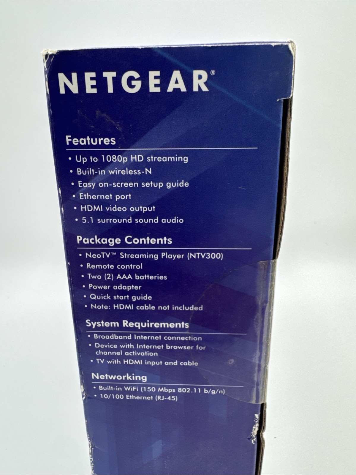 Netgear NeoTV NTV300 Streaming Player Boxed Media Streamer HD WiFi Ethernet