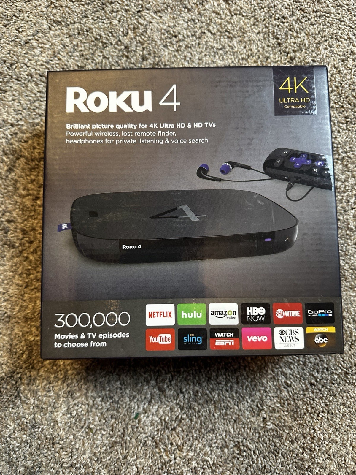 Roku 4 4400X HD & 4K UHD Streaming Media Player – Black