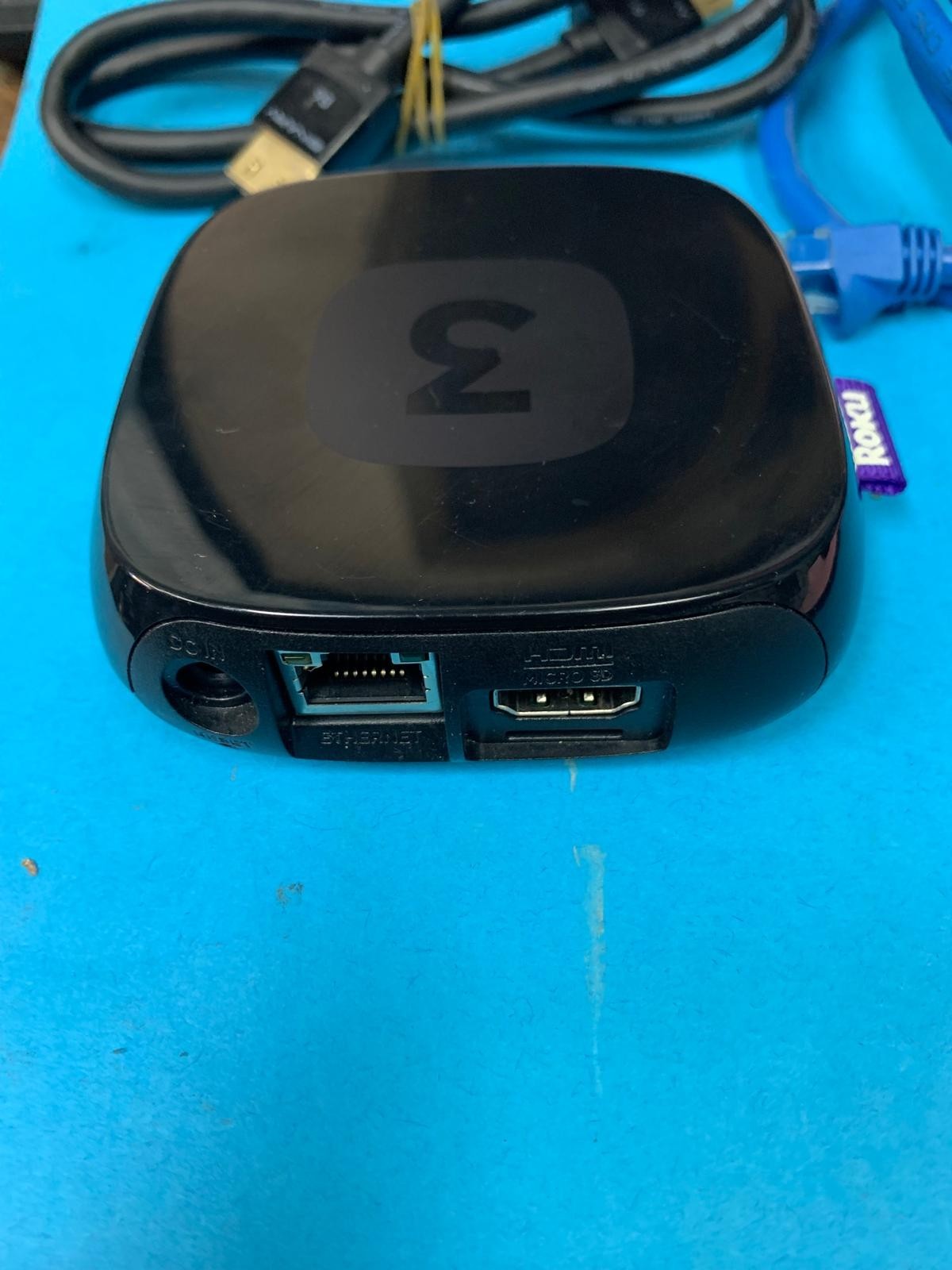 Roku 3 (4200X) Streaming Media Player Power Cord Internet Cable HDMI (No Remote)