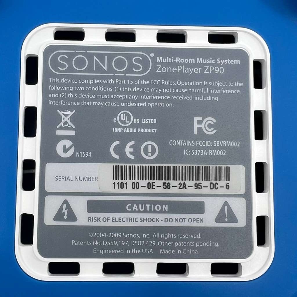 Sonos ZonePlayer ZP90 Network Audio Streamer Optical Coax Ethernet Tested