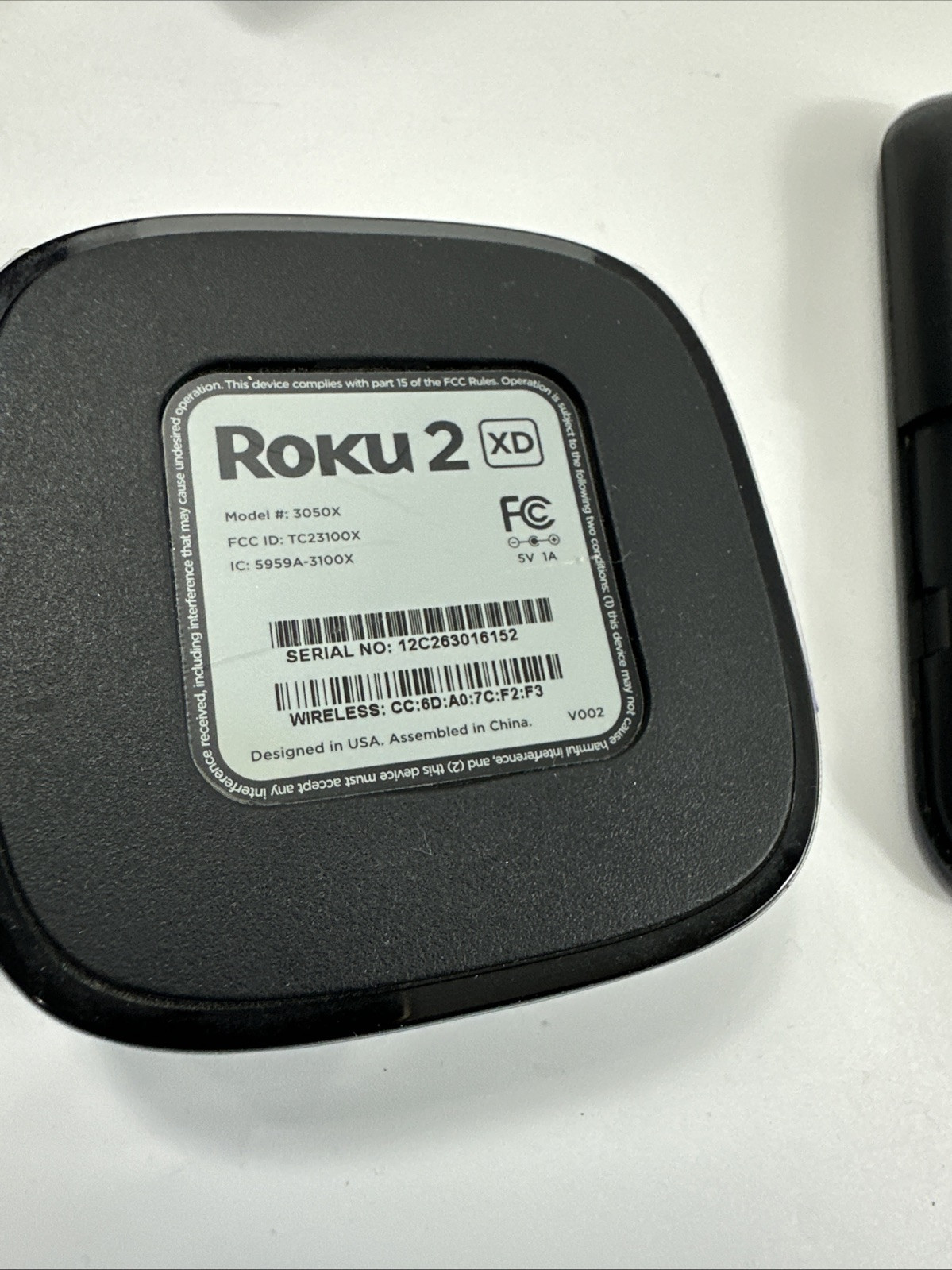 Roku 2 XS 2nd HDMI Ethernt Media Streamer 3050X Remote Power Adapter