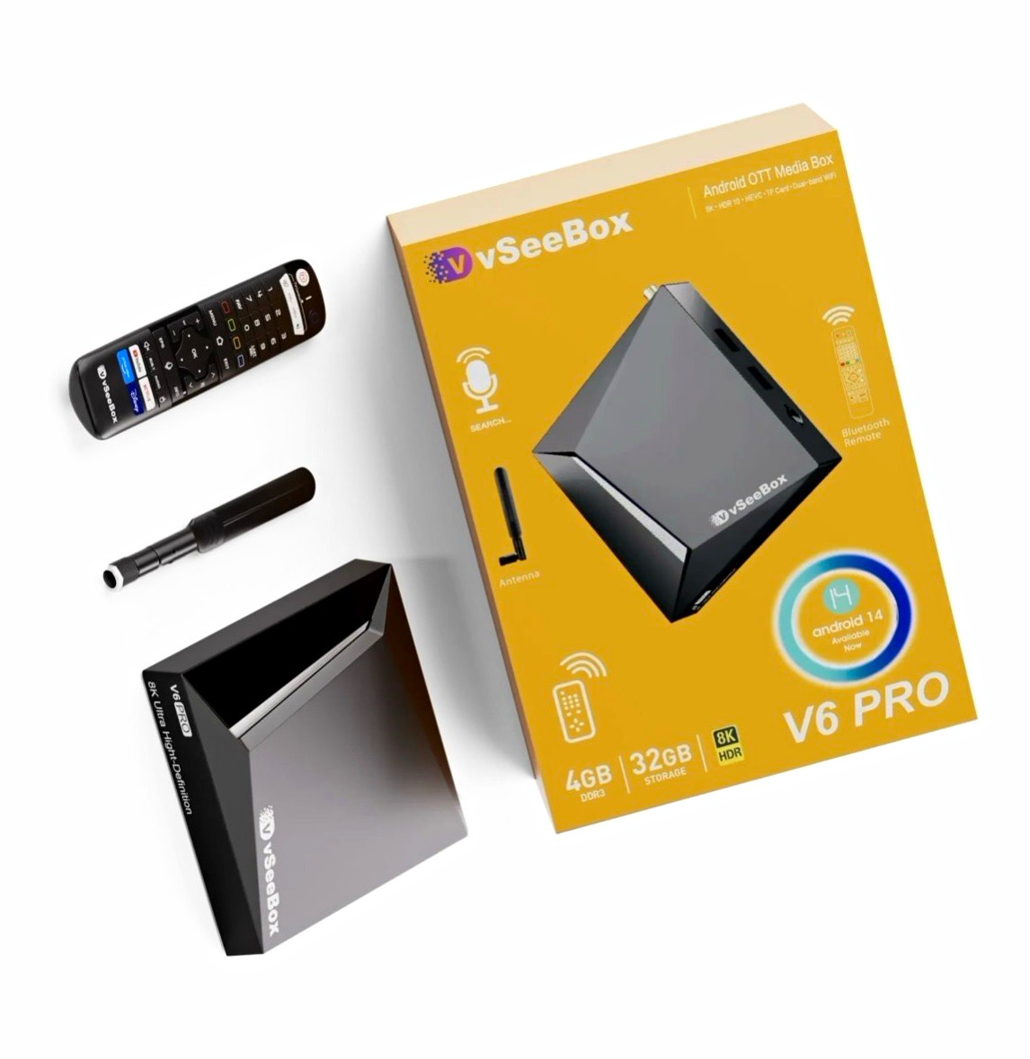 vSeeBox V6 PRO Android 14 TV Box 32GB/4GB 8K HDR WiFi HDMI Black