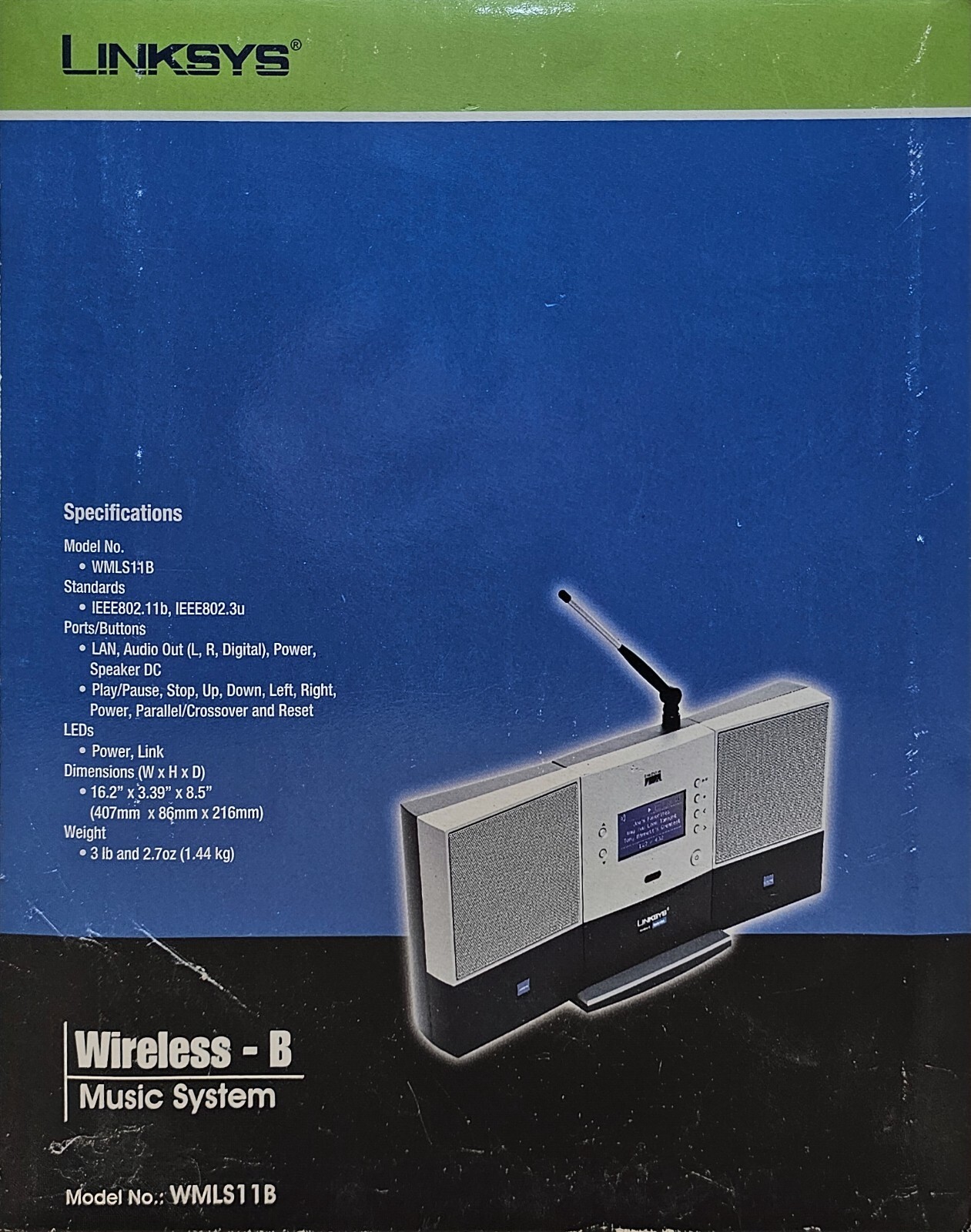 LINKSYS Wireless Music System WMLS11B Digital Media Streamer Internet Radio MP3
