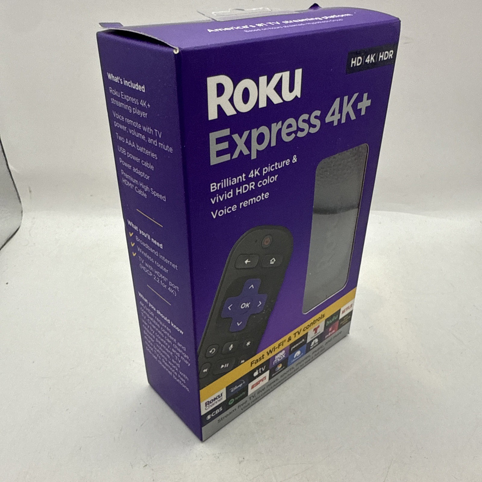 Roku Express 4K+ 3941R2 HDR Media Streamer Player Voice Remote NIB