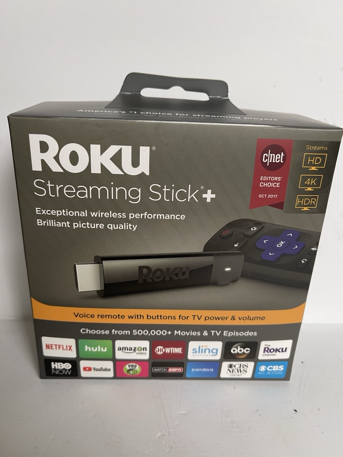 Roku Streaming Stick Plus (3810R) 4K Streaming Media Player with Voice Remote