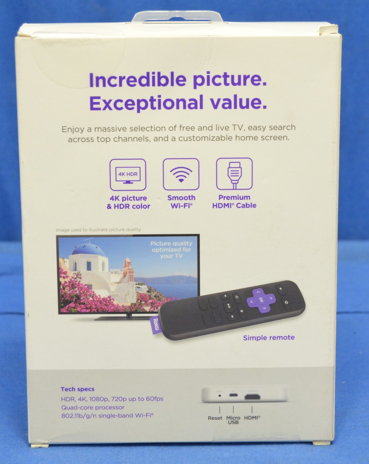 Roku Premiere 4K/HDR Streaming Media Player with HDMI Cable & Remote