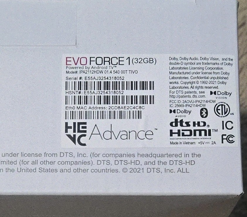 NEW EVO Force 1 32GB Android TV Box Streaming Device with Remote Control & HDMI