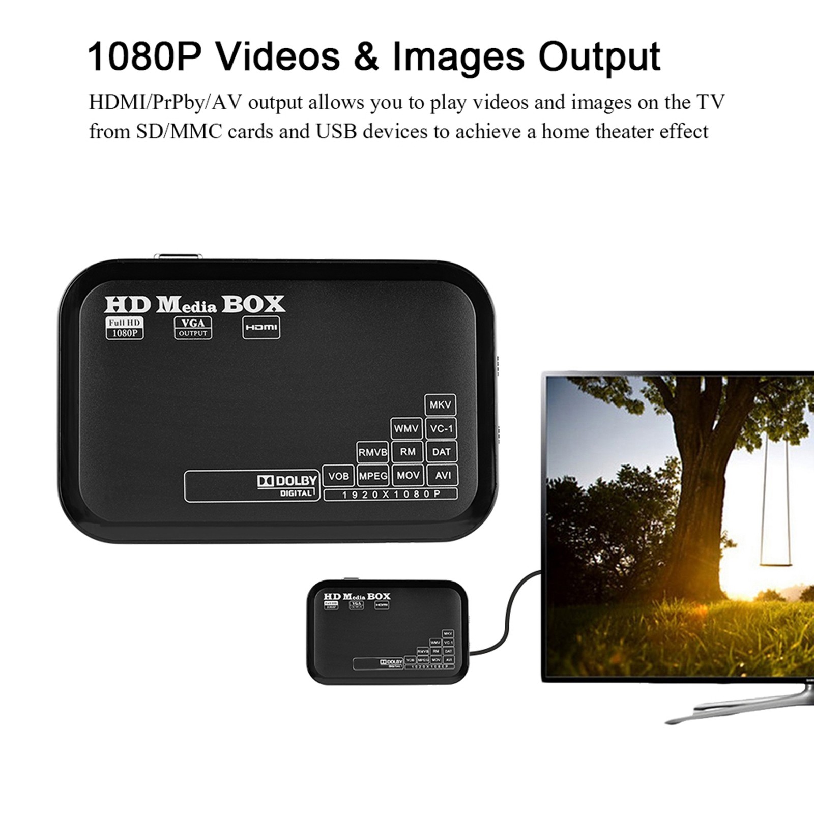 Full HD Mini Box Media Player 1080P Media Player Box Support MMC RMVB MP3 AVI