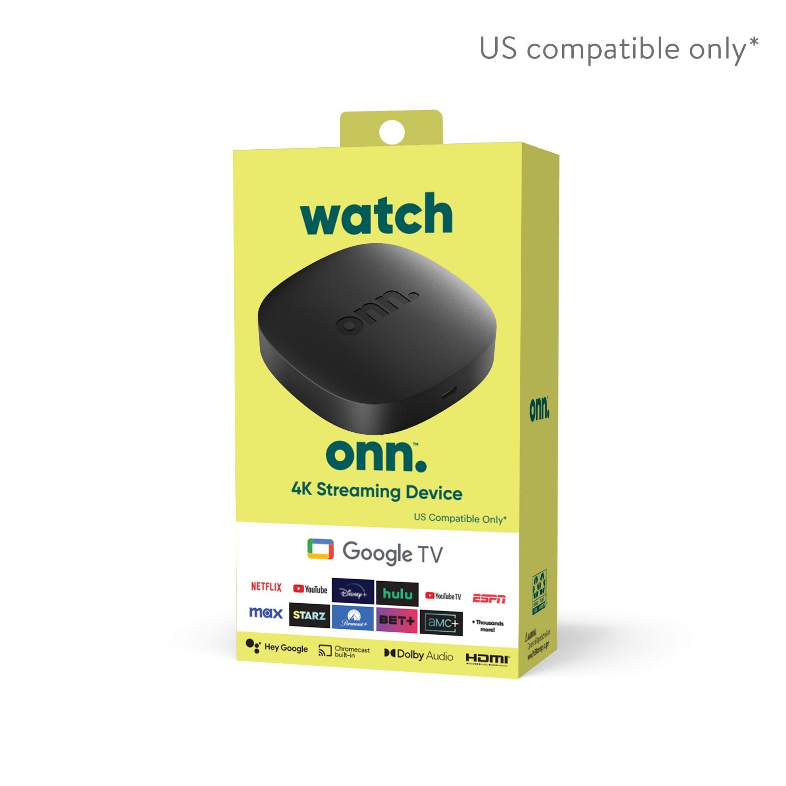 ONN Google TV 4K HD Streaming Box Voice Control Google Assistant (110125667)™