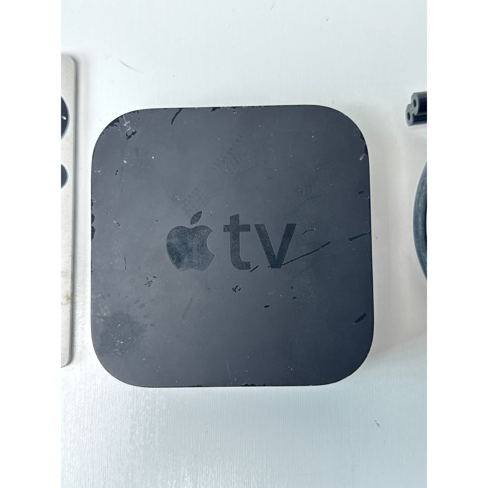 Apple TV 3rd Generation A1469 Black Media Streamer with Silver Remote and Cable