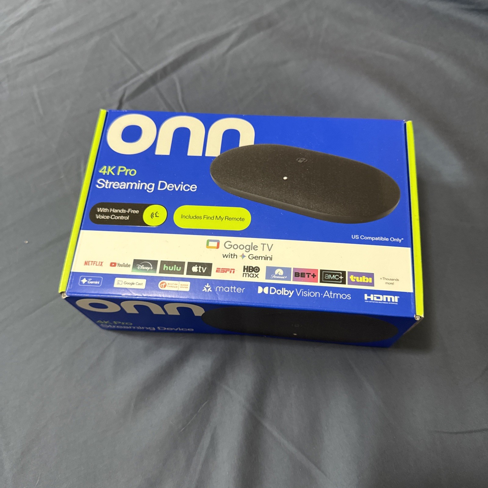2026 model Onn. 4K Pro Streaming Device Google TV 32GB Dolby Vision Atmos NEW