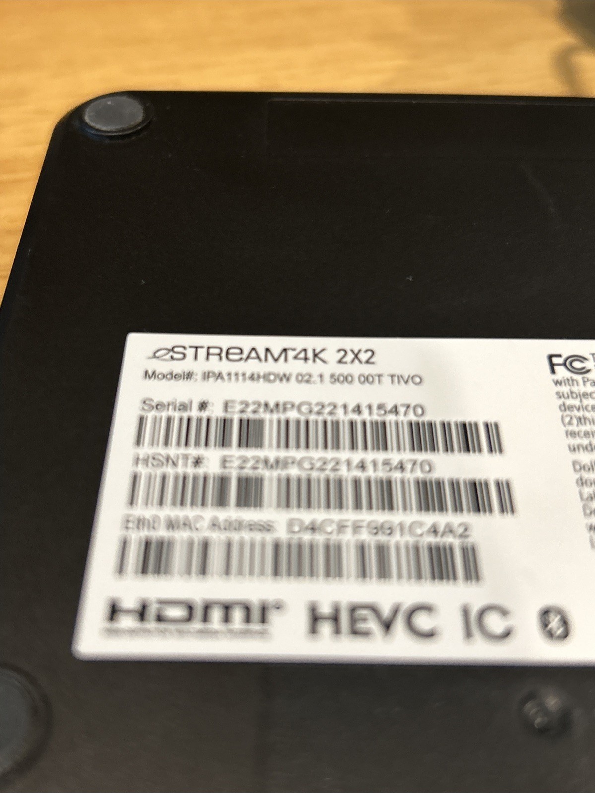 eStream 4K 2X2 Android Media Streaming Box Model IPA1114HDW No remote ￼