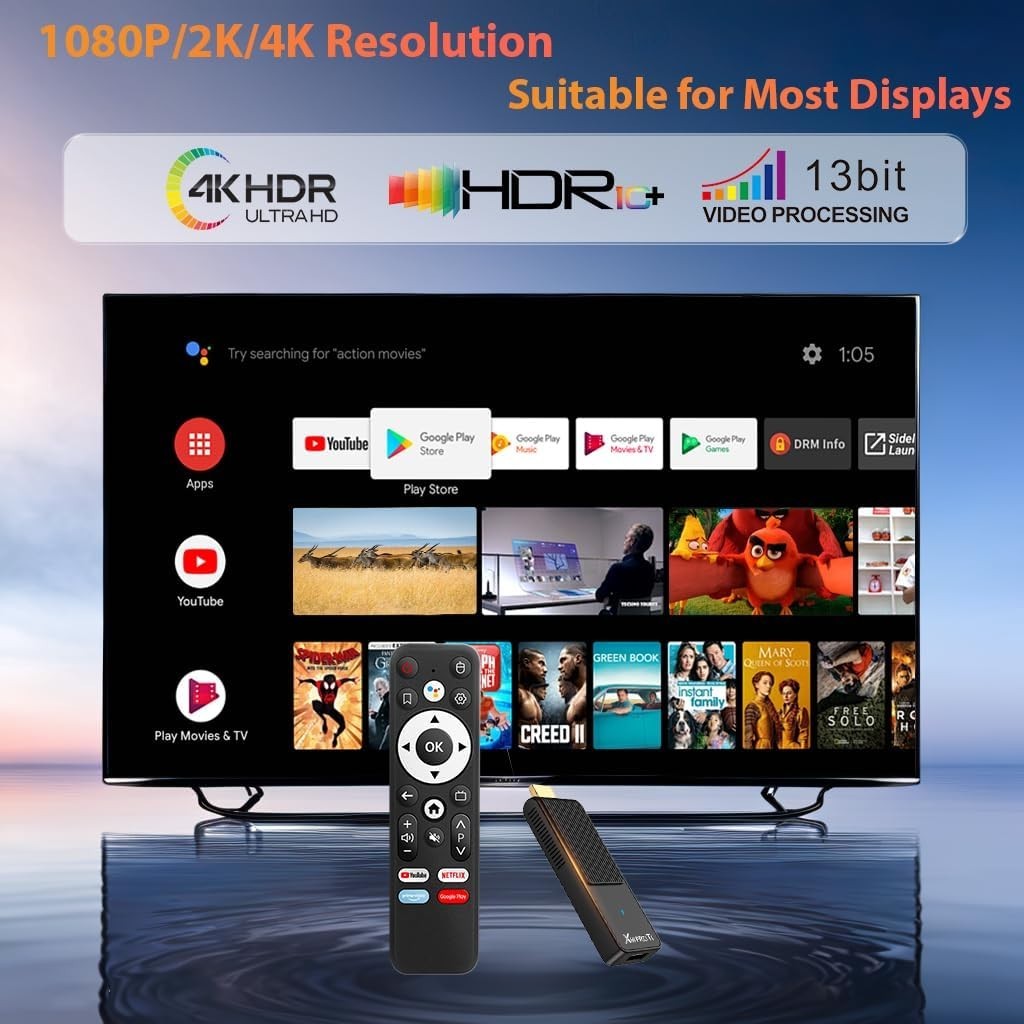 Transform Your TV with 4K Android Stick: Wi-Fi 6 & Bluetooth Voice Remote