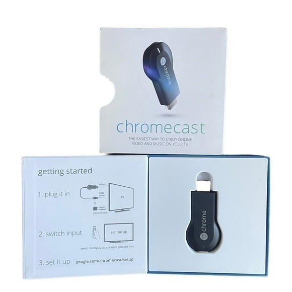 Google Chromecast 1st Gen Media Streamer HDMI Smart TV Device Black NIB