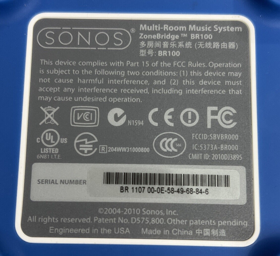 SONOS Multi-Room Music System ZoneBridge BR100